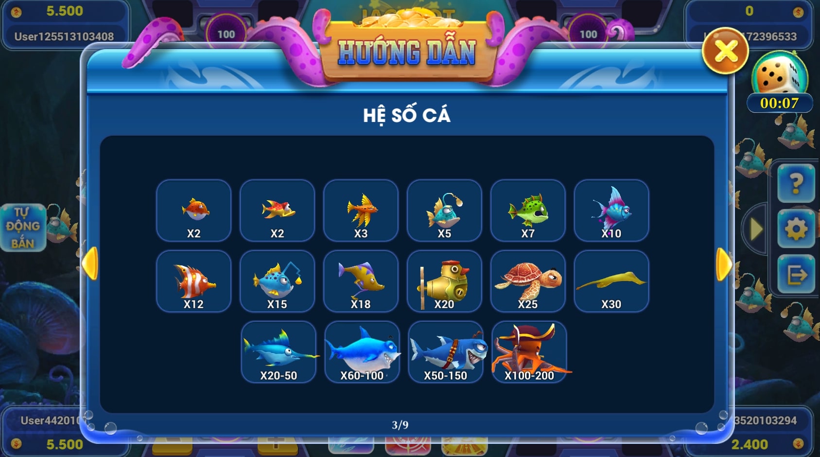 Hệ số cá trong game Vua Hải Tặc