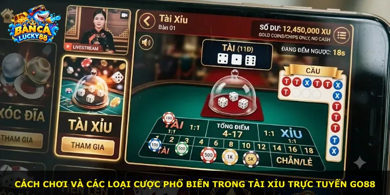 Cách chơi và các loại cược phổ biến trong tài xỉu trực tuyến Go88