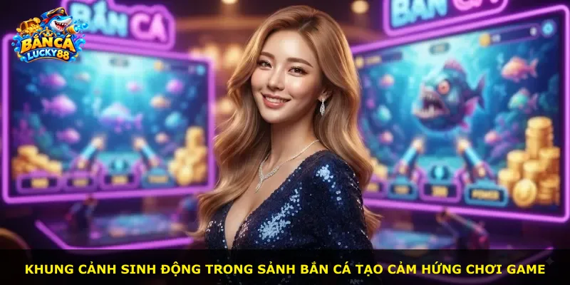 Khung cảnh sinh động trong sảnh bắn cá tạo cảm hứng chơi game